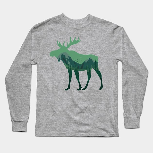 moose lover,moose gift animal moose nature in alaska elk Long Sleeve T-Shirt by mezy